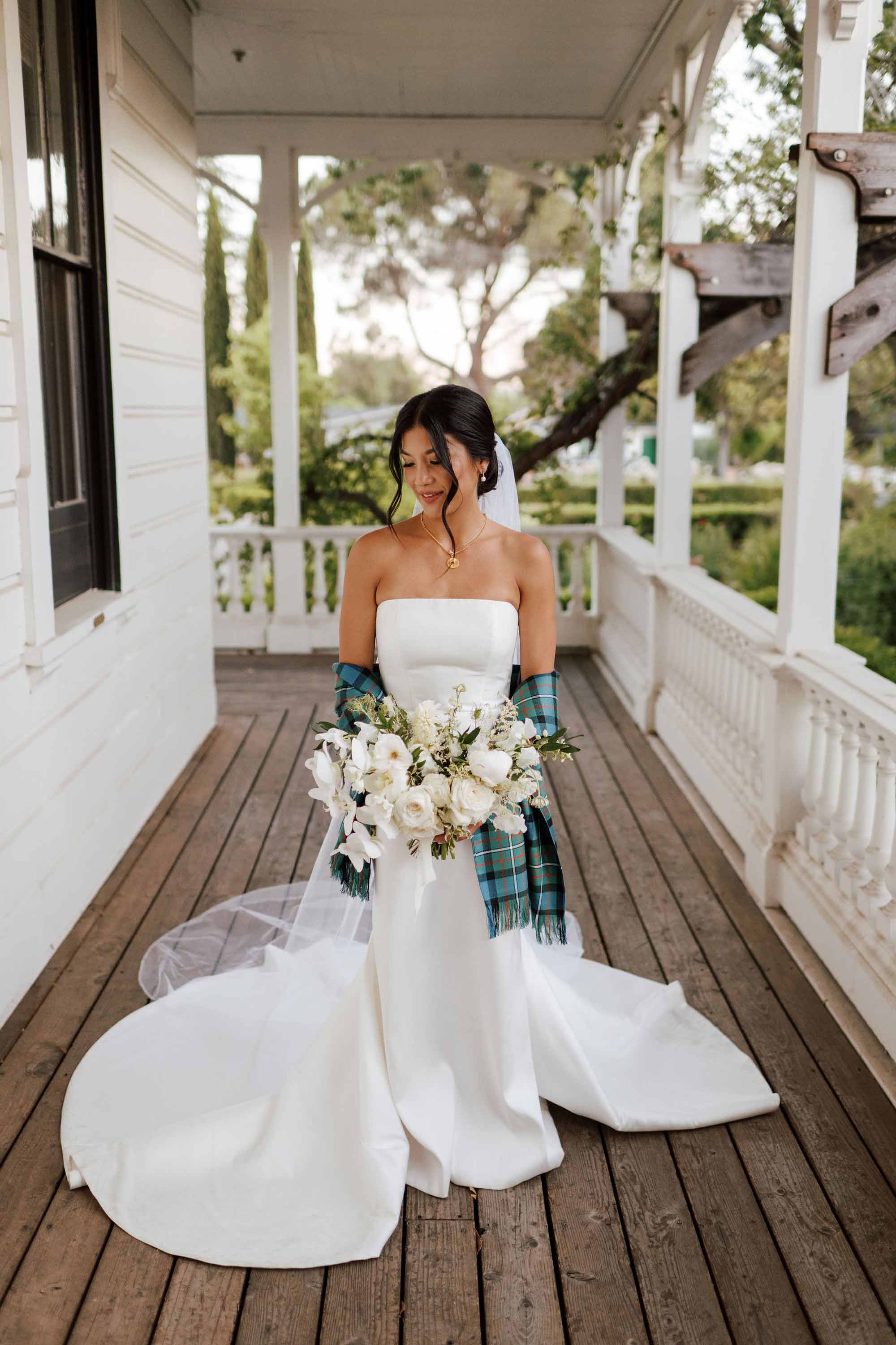 beautiful bride in white dress