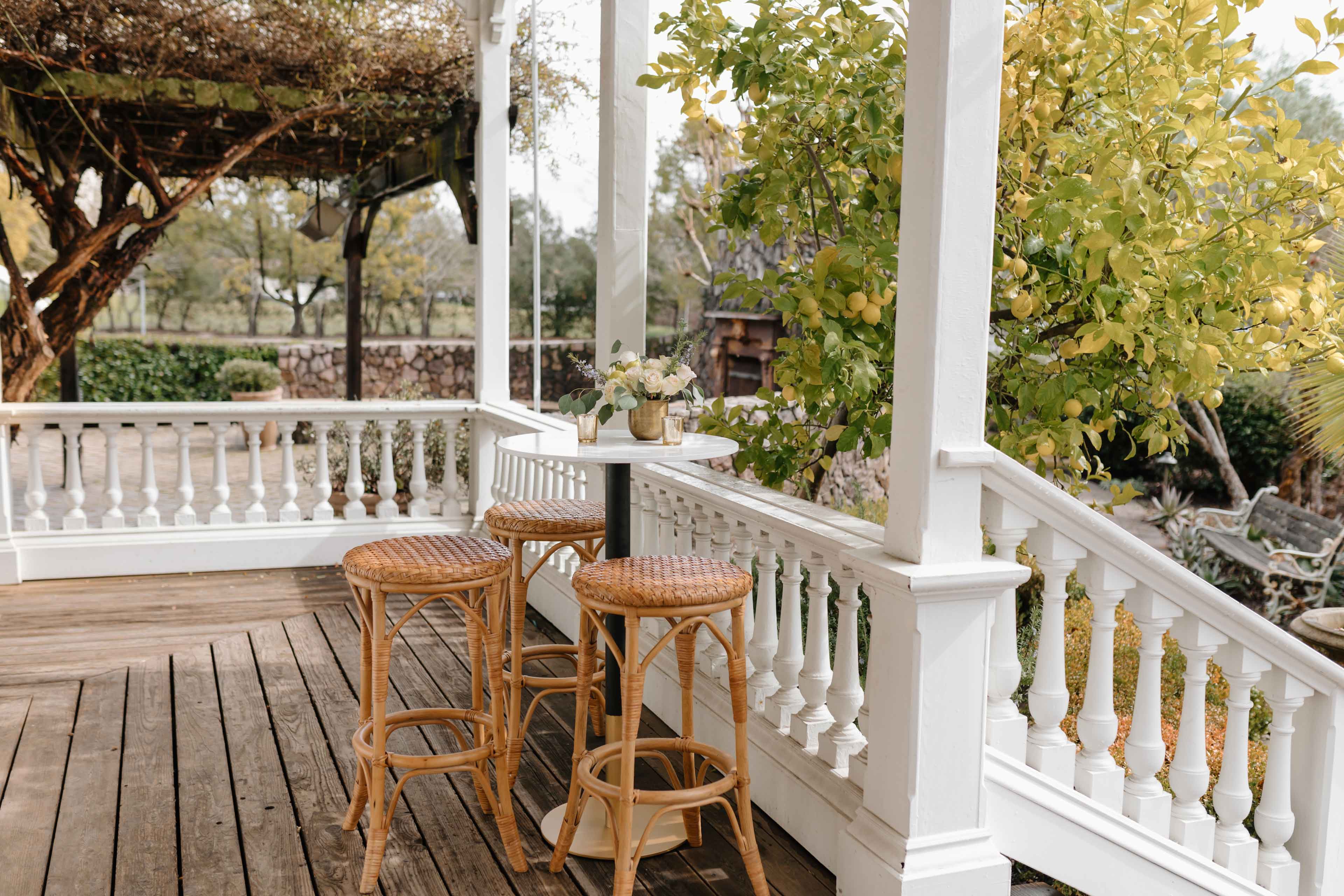 Small standing table on GDs porch